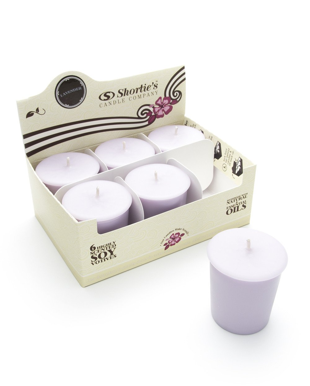 Pure English Lavender Soy Votive Candles - Essential Oil Scented Natural Wax Candles (6-Pack) - Floral Home Decor for Relaxation, Spa & Aromatherapy