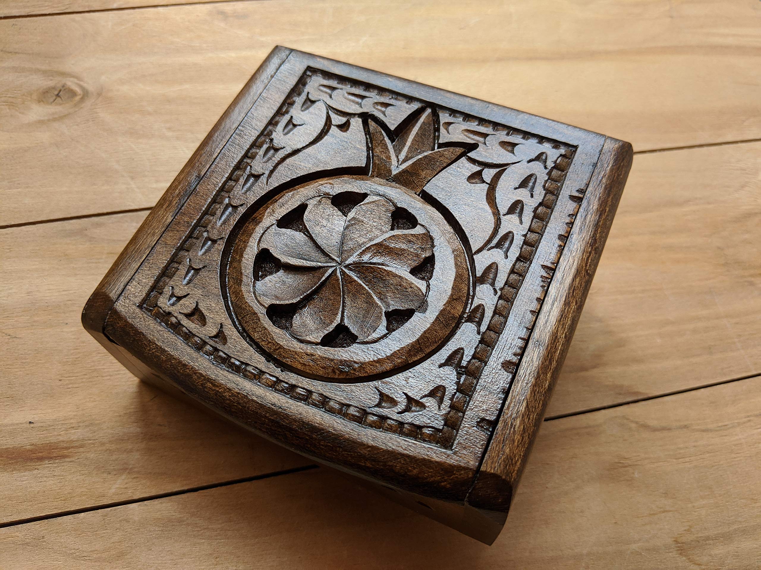 Handmade Armenian Walnut Wood Jewelry Box - Exquisite Carved Hardwood with Ornaments, Perfect Gift & Souvenir for Women - Ideal for Jewelry Storage, Home Decor, and Wedding Keepsakes