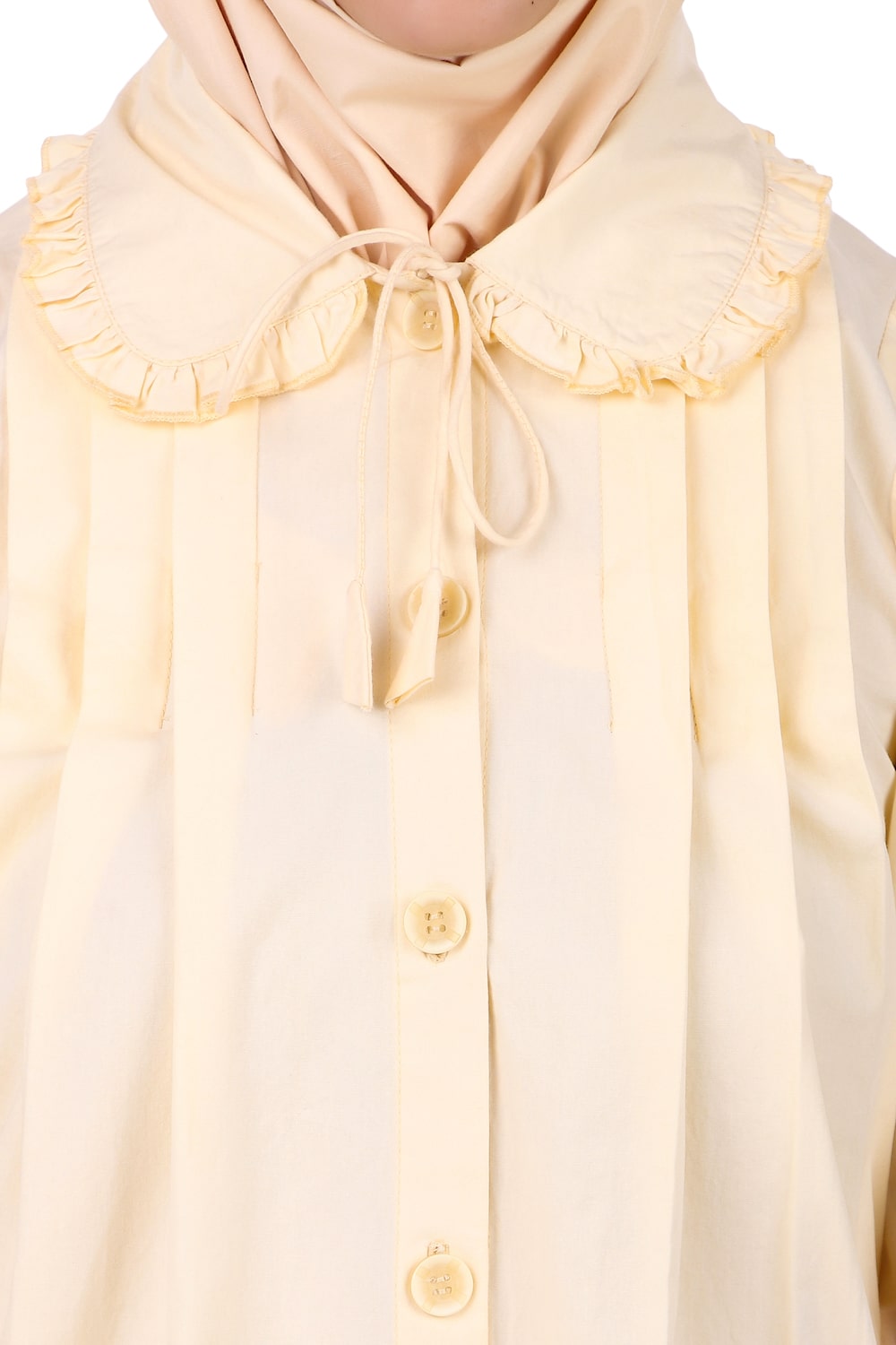 Front Open Cotton Cream Color Abaya - Modest Muslim Dress for Women - Perfect for Prayer, Mosque, and Everyday Wear