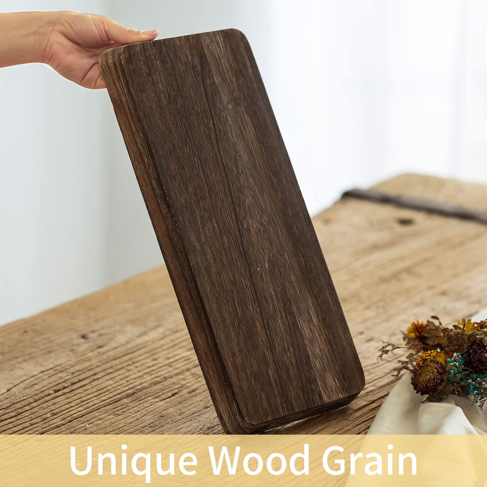 Romadedi Wooden Decorative Tray Candle Holder - Rustic Long Narrow Wooden Tray for Home Decor, Coffee Table, Dining Room & Kitchen | Perfect for Centerpieces, Candle Displays & Organizing Essentials