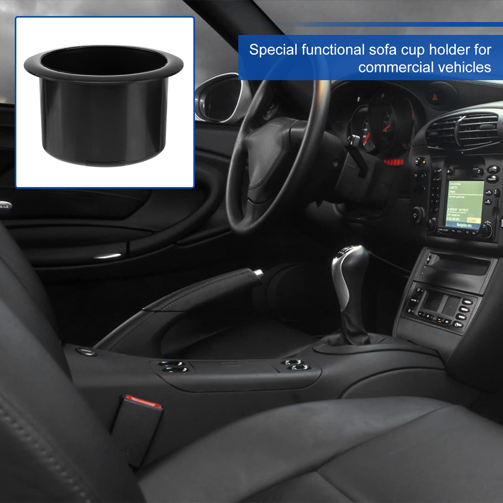 Housoutil 2 Pack Black Plastic Cup Holder Insert - Universal Replacement for Car, Sofa, Boat, Recliner & Poker Table - Perfect for Road Trips, Home Theater & Game Nights