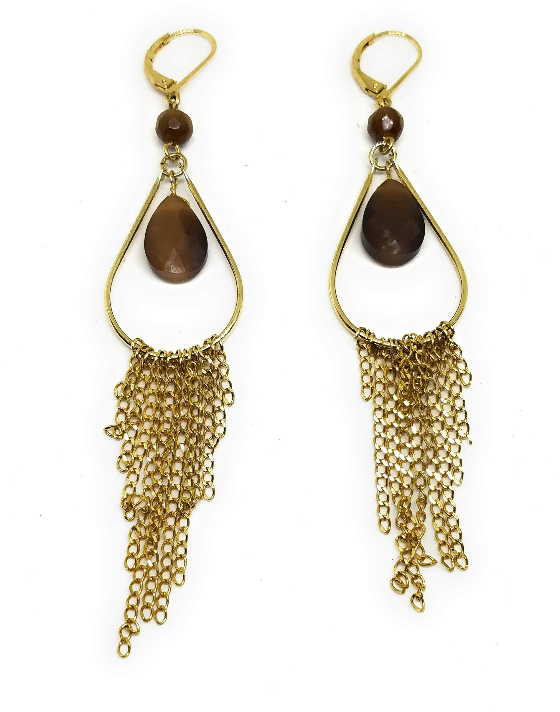 Cookie Lee Brown Chandelier Earrings for Women - Elegant Dangle Drop Earrings with Crystal Accents, Perfect for Parties, Weddings & Evening Events (D12-25468)