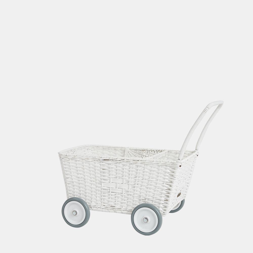White Rattan Stroller - Lightweight & Durable Baby Stroller for Outdoor Walks, Park Visits, and Shopping Trips