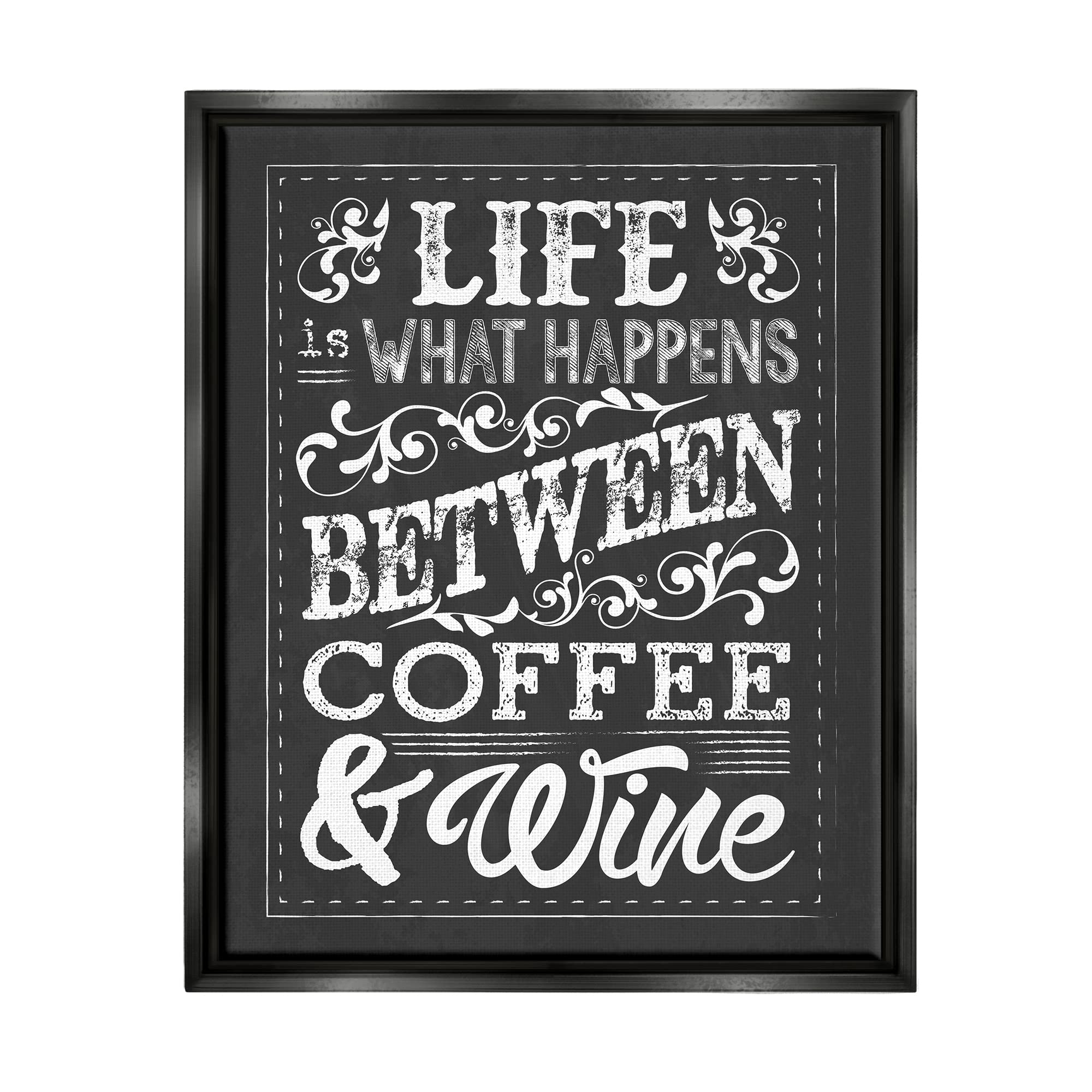 Stupell Industries 'Life Between Coffee and Wine' Chalkboard Wall Art - Designed by Melody Hogan - Perfect for Kitchen Decor, Coffee Bar Sign, or Wine Cellar Art