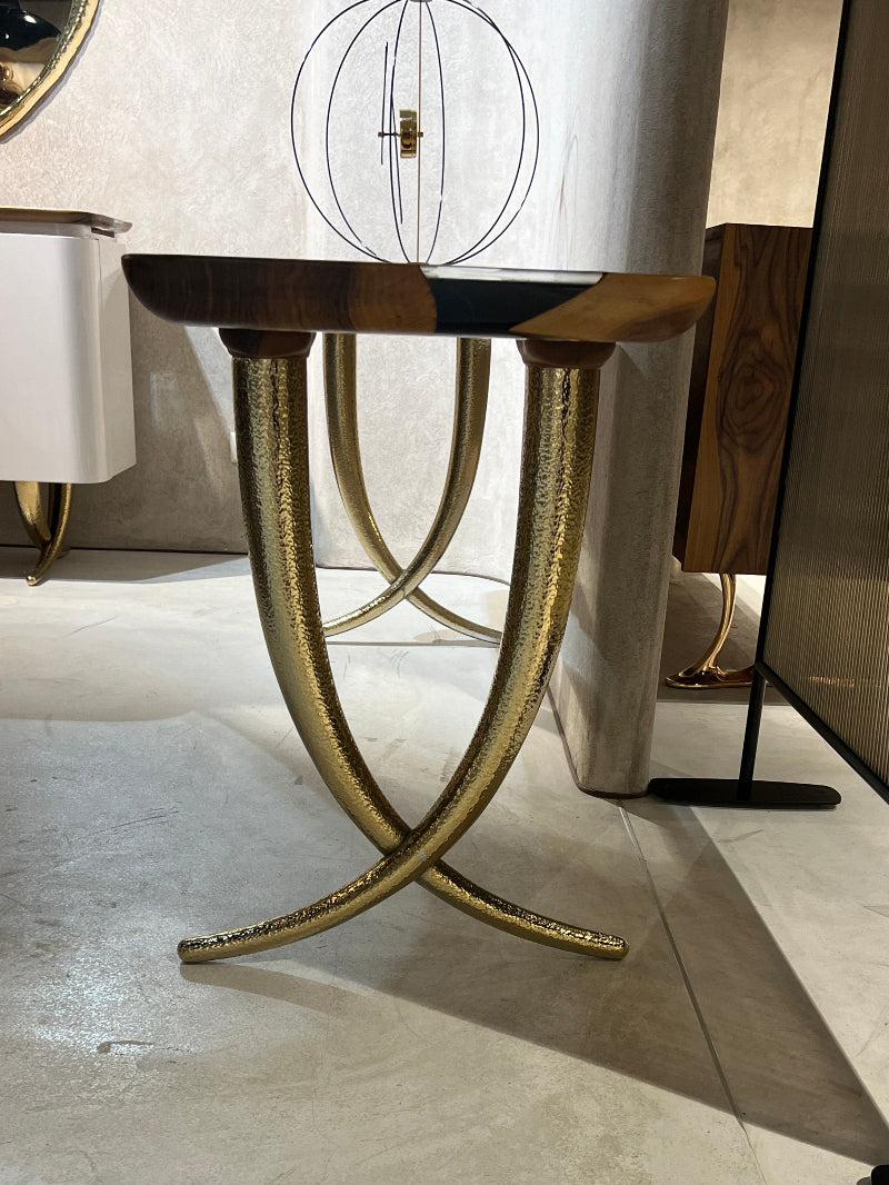 Handcrafted Walnut Wood Epoxy Resin Sofa & Console Table - Ivory Collection | Modern Living Room & Entryway Furniture for Stylish Home Decor