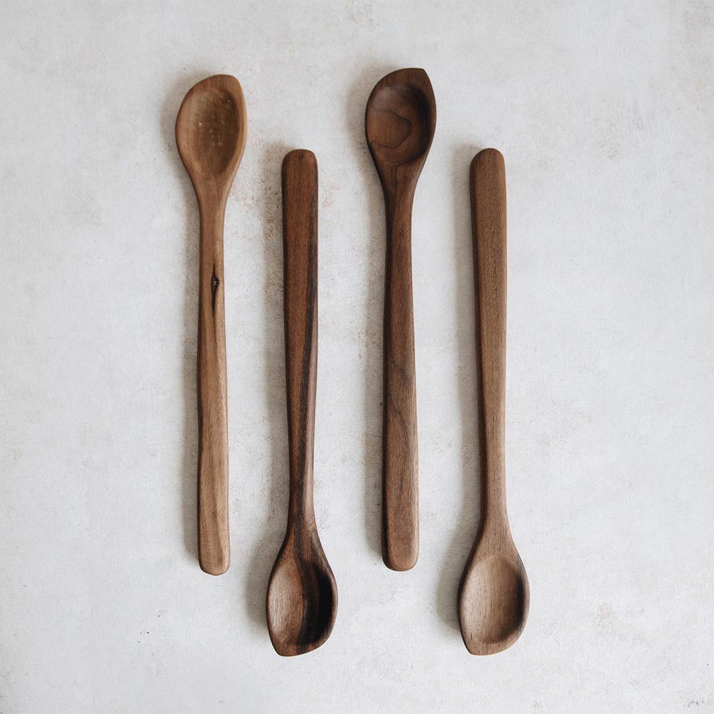Hand Carved Walnut Wooden Cooking Spoon - Natural Wood Kitchen Utensil for Stirring, Mixing & Serving - Perfect for Soups, Sauces & Baking