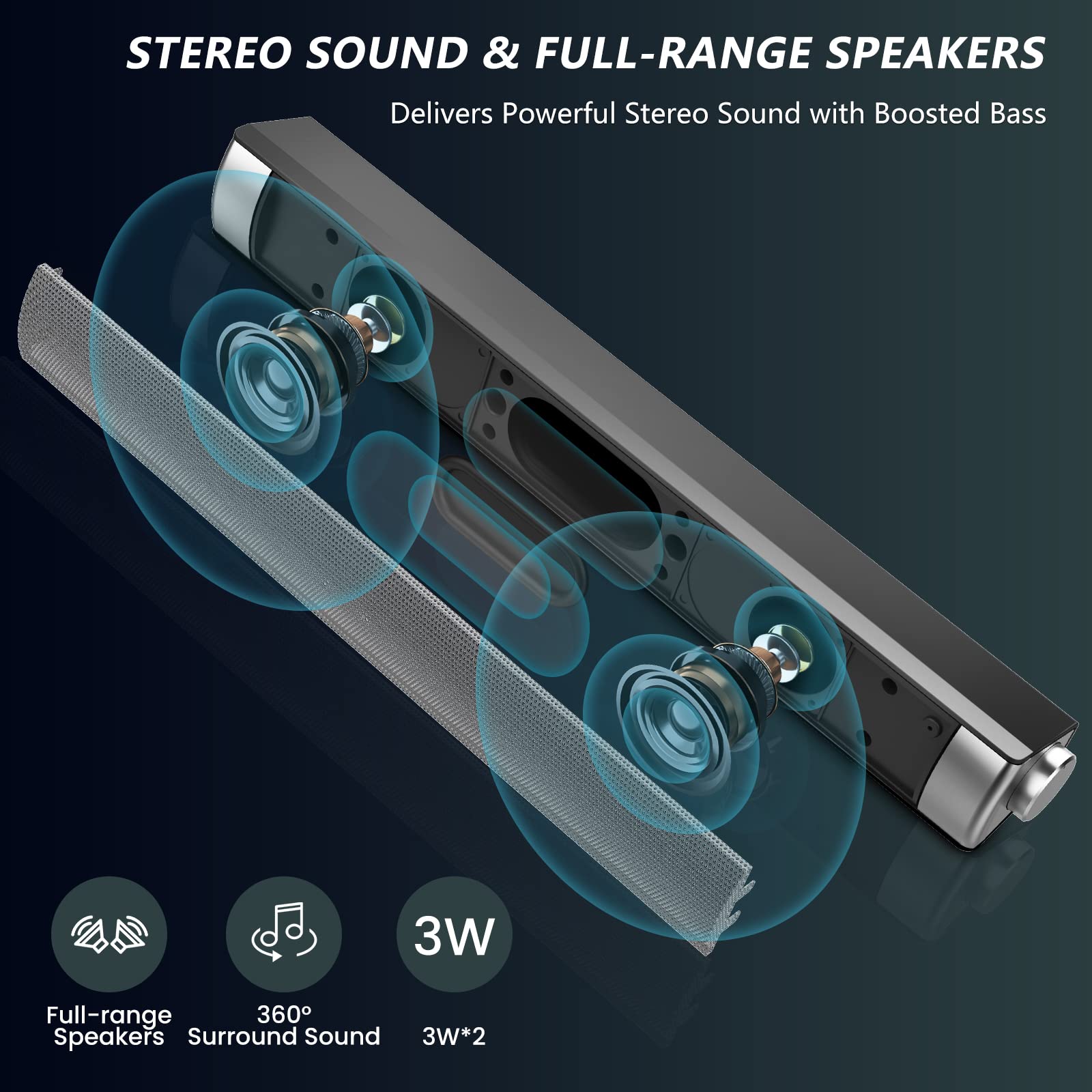 Upgraded Computer Speakers | Stereo USB PC Speakers with Enhanced Sound | Portable Mini Laptop Soundbar for Windows, Desktop, and Laptops | Perfect for Home Office, Gaming, and Multimedia Use