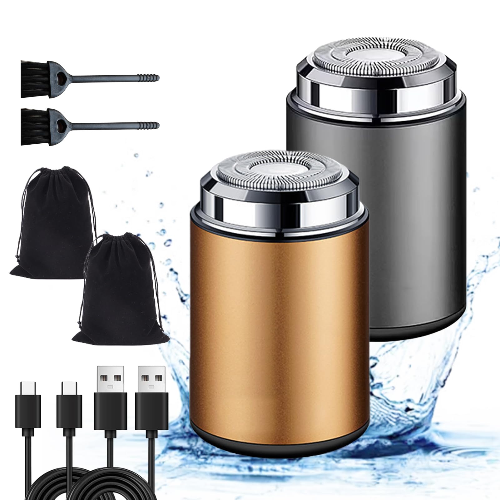 Enspiracle Mini Electric Shaver - Portable USB Rechargeable Waterproof Beard Trimmer for Men & Women | Home, Travel & Gym Use | Compact Washable Design (Brown+Gray)