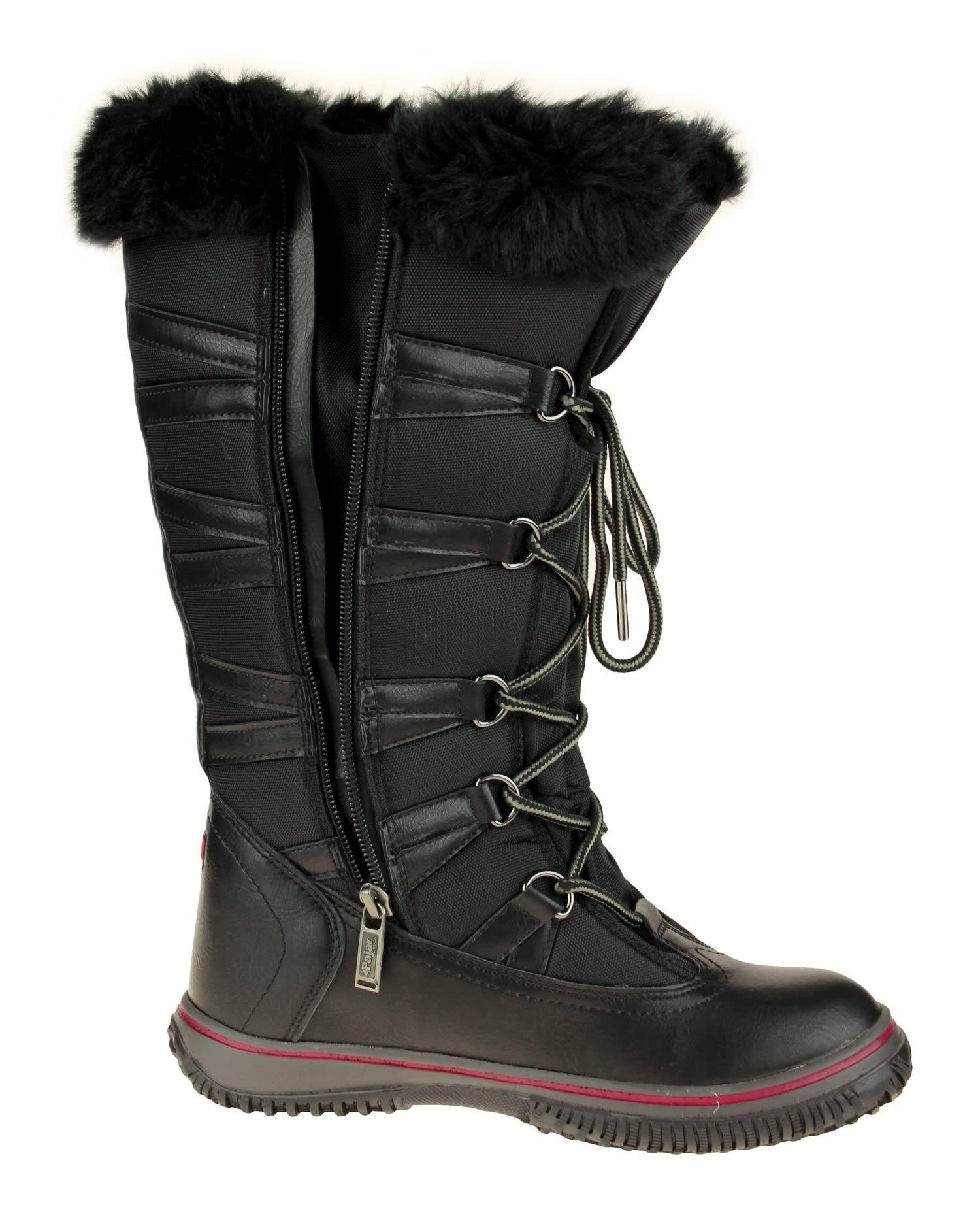 PAJAR Women's Waterproof Insulated Snow Boots - Winter Grip Star Tall Boots with Side Zipper & Laces for Hiking, Snowshoeing & Cold Weather Activities