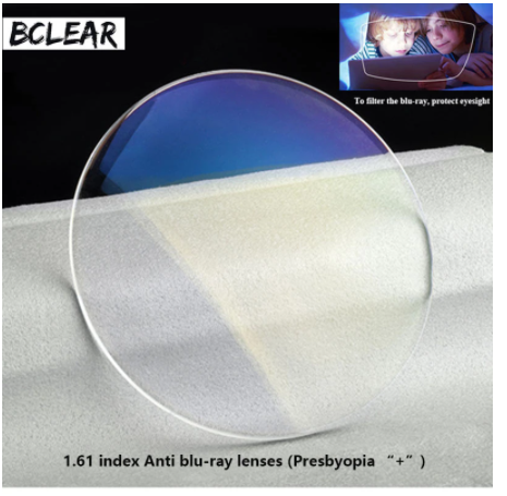 BCLEAR 1.61 High Index Single Vision Blue Light Blocking Prescription Lenses - Clear Anti-Fatigue Glasses for Computer & Digital Screen Use