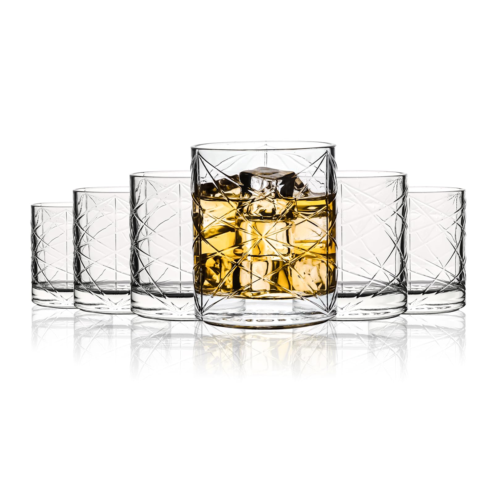 6-Piece 10oz Vintage Cocktail Glasses Set - Whiskey, Bourbon, Water - Perfect for Bar & Gifts