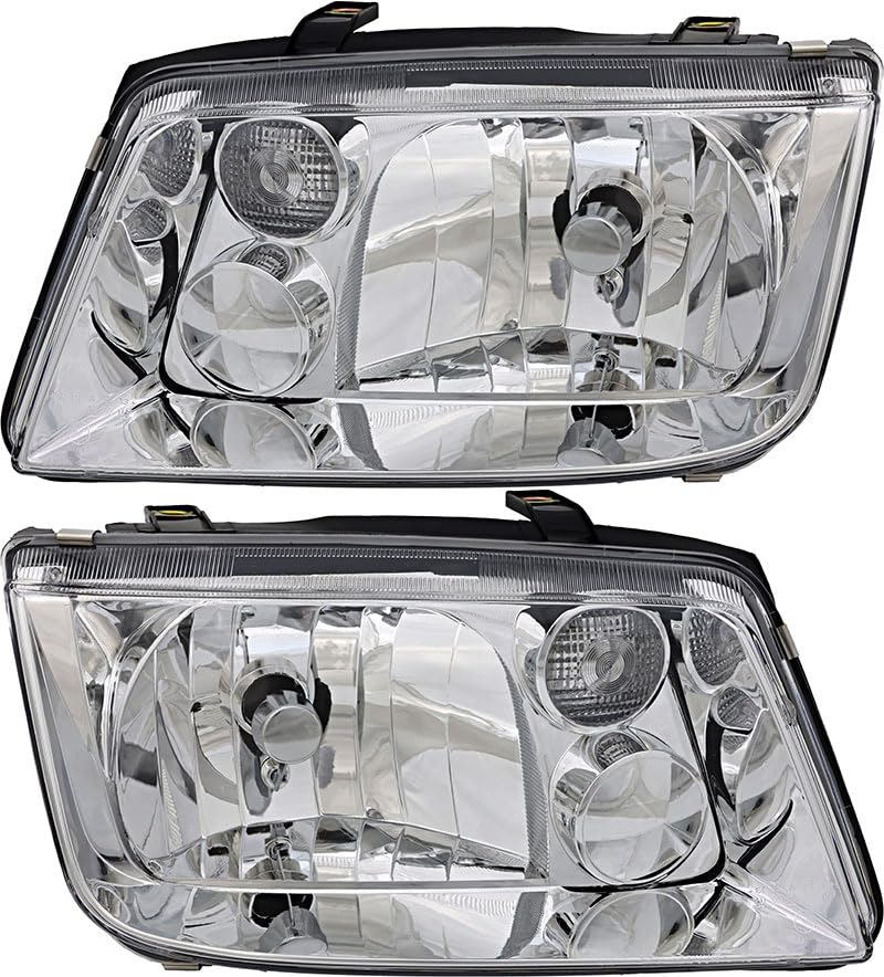 Volkswagen Jetta Headlights Replacement Set - Halogen Driver & Passenger Side Lamps for 1999-2002 Models | Perfect for Night Driving & Foggy Conditions