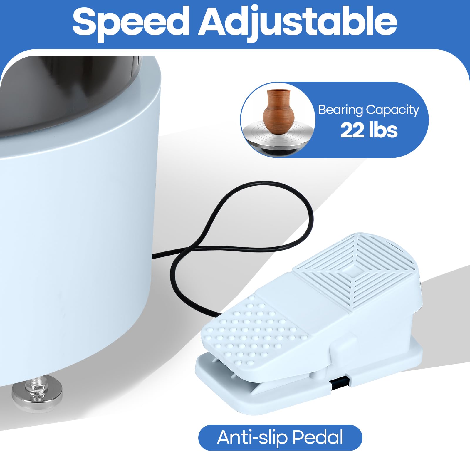 MZOKUU 11 Inch Electric Pottery Wheel for Adults - Direct Drive Motor, Foot Pedal & Sculpting Tools Kit - 2-Way Rotation Ceramic Forming Machine - Perfect for Pottery Making, Clay Art & DIY Craft Projects - White