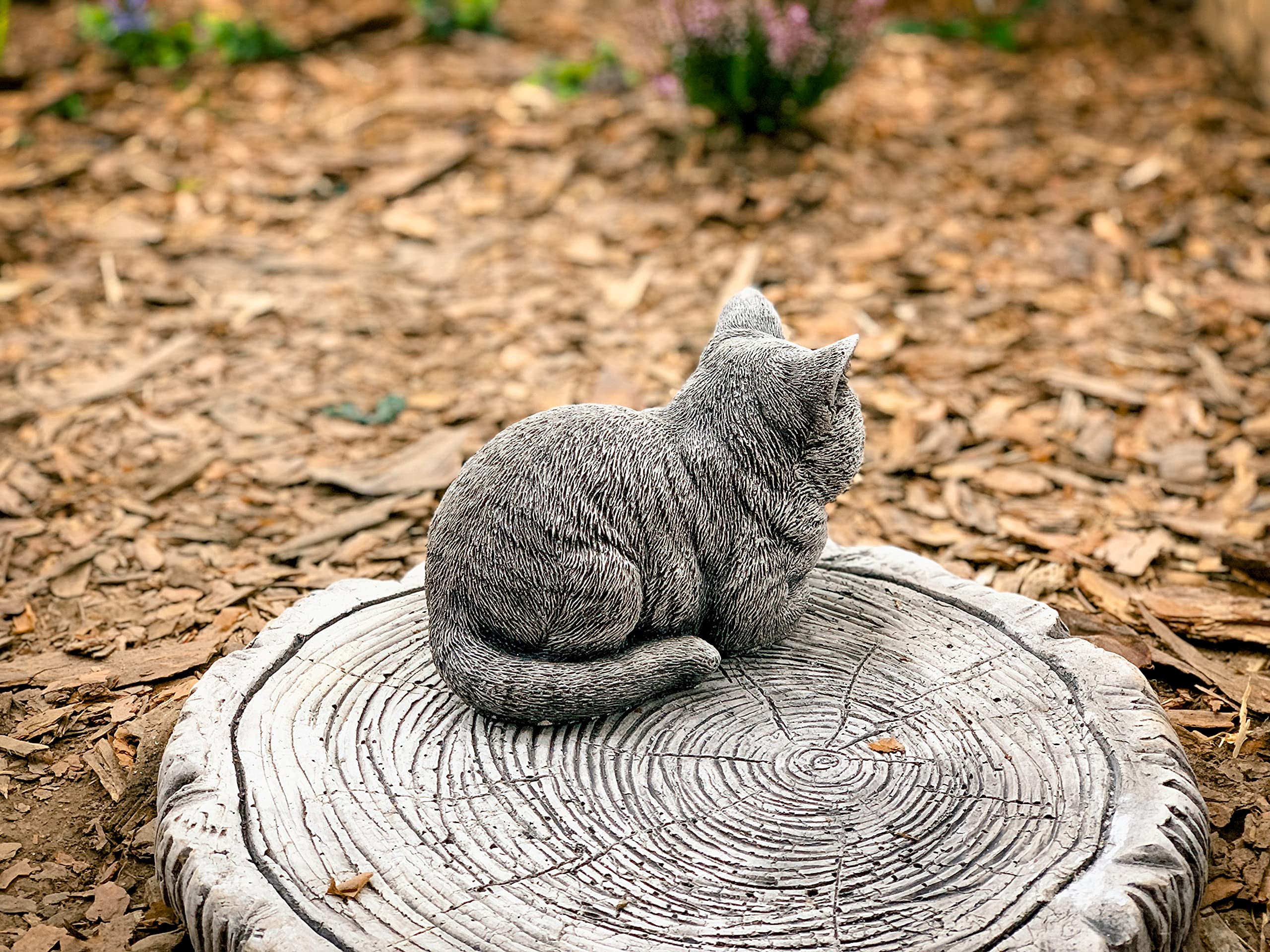 Concrete Cat Statue 19lb - Gray Garden Decor & Memorial Marker