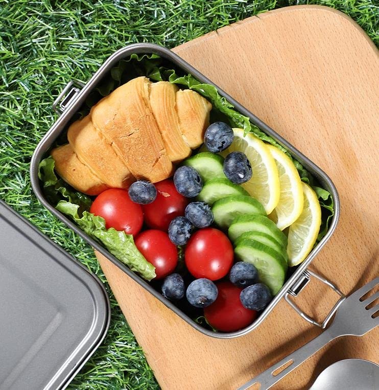 Premium Pure Titanium Single Layer Lunch Box - Lightweight & Durable for Camping, Hiking, Picnics & Outdoor Adventures | Portable Meal Container for Work, School & Travel