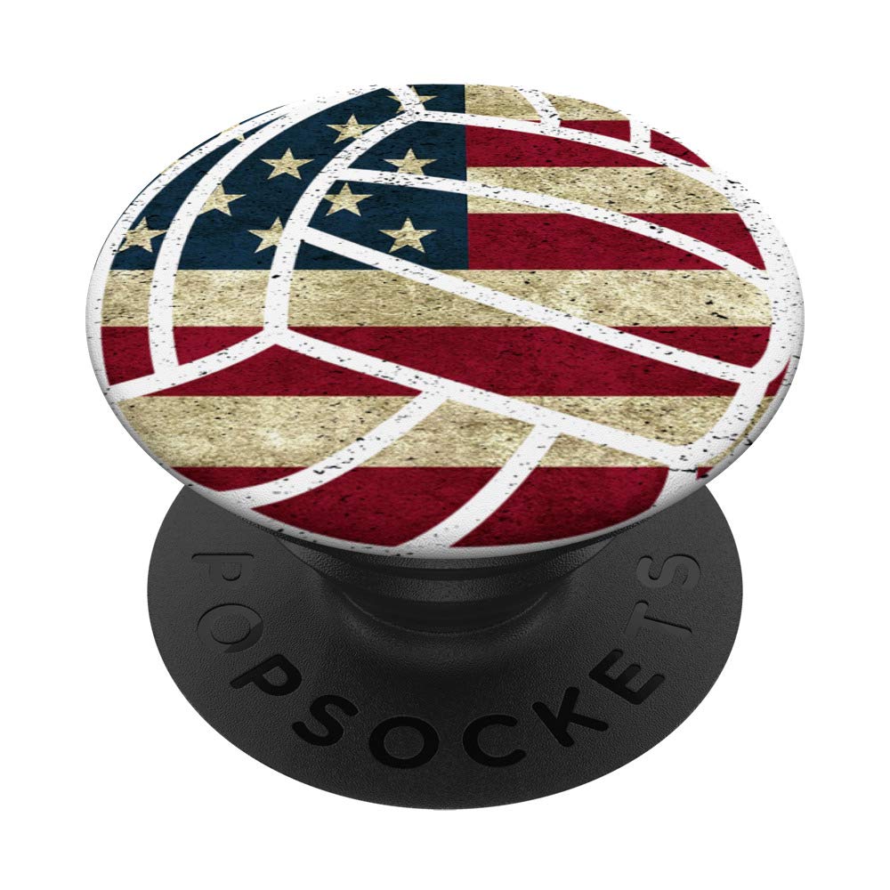 USA Flag Volleyball Phone Stand - Patriotic Volleyball Fan Accessory for Home, Office, and Game Day Decor