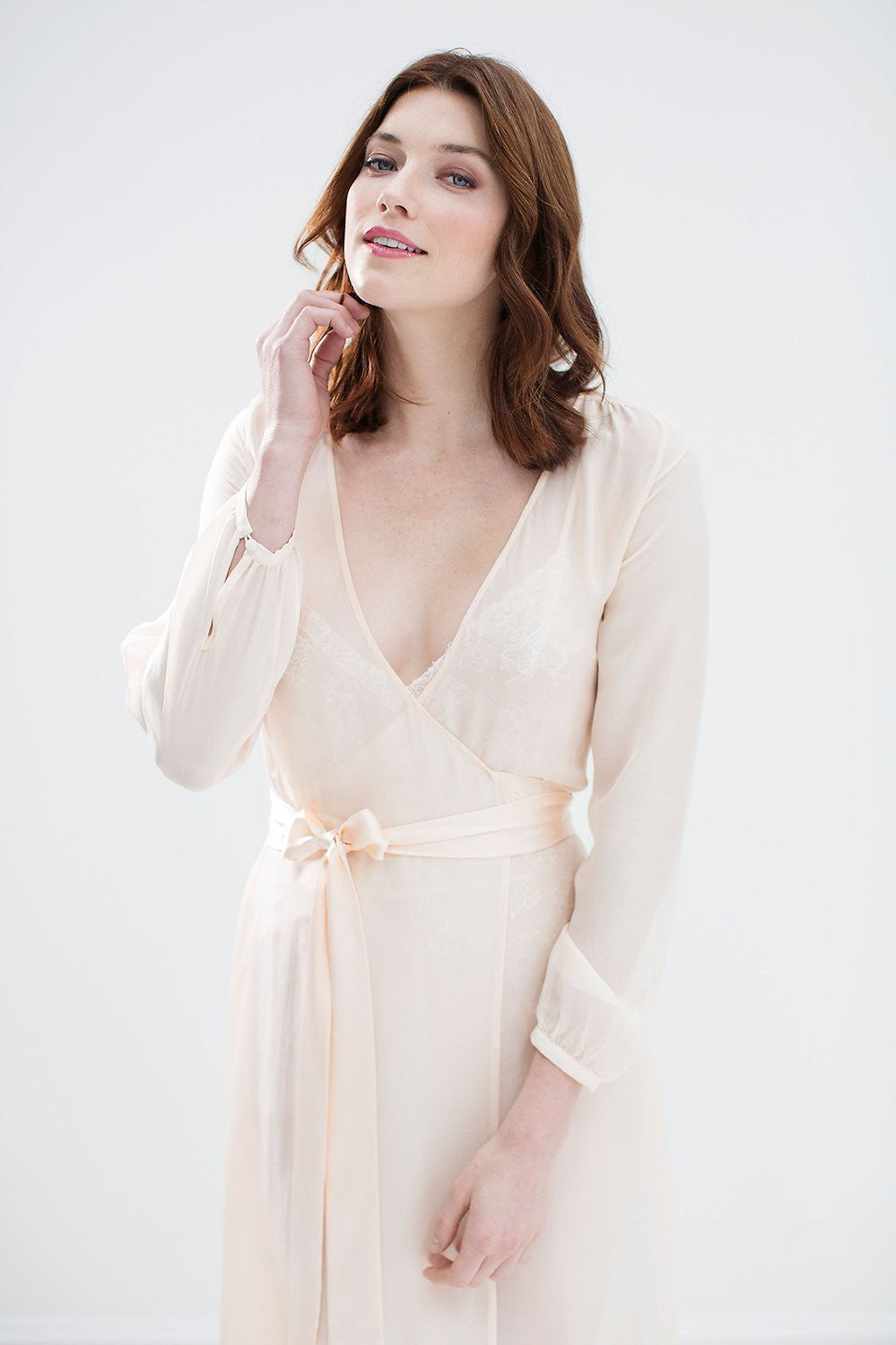 Nina Silk Chiffon Wrap Robe - Luxurious Blush Pink Kimono Style Bathrobe for Women | Perfect for Spa, Bridal Shower & Relaxing at Home