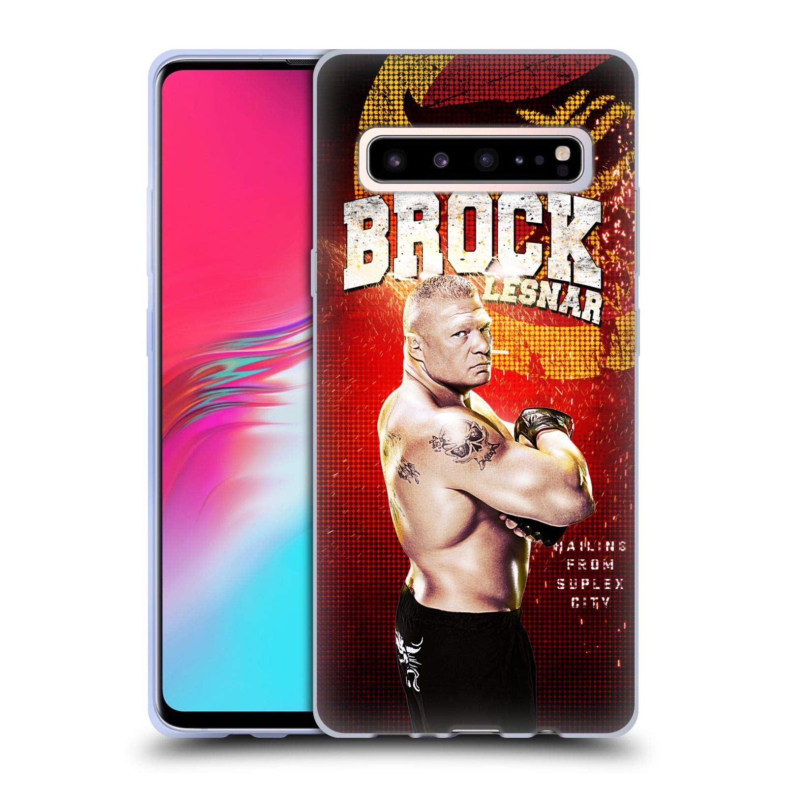Head Case Designs WWE Brock Lesnar Superstars Soft Gel Case for Samsung Galaxy S10 5G - Durable Protection for Wrestling Fans & Daily Use
