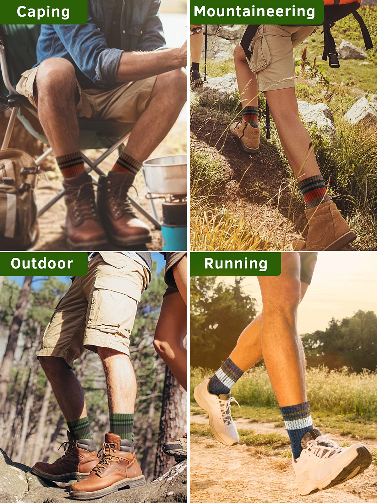 DOKUTOKU Men's Hiking Crew Socks - Cushioned Moisture Wicking Athletic Boot Socks for Outdoor Trekking & Camping - Perfect for Hiking, Backpacking and Mountain Climbing Adventures