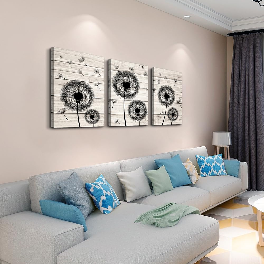 Lapremoly 3-Piece Canvas Wall Art Set - Abstract Dandelion Flower Paintings for Living Room, Bedroom, Office & Kitchen Decor | Modern Framed Artwork for Home & Interior Design