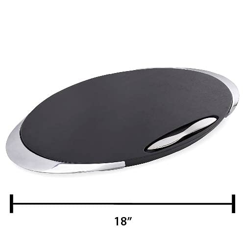 Premium Nambe Noir Acacia Wood Cheese Board Set with Stainless Steel Knife - 18