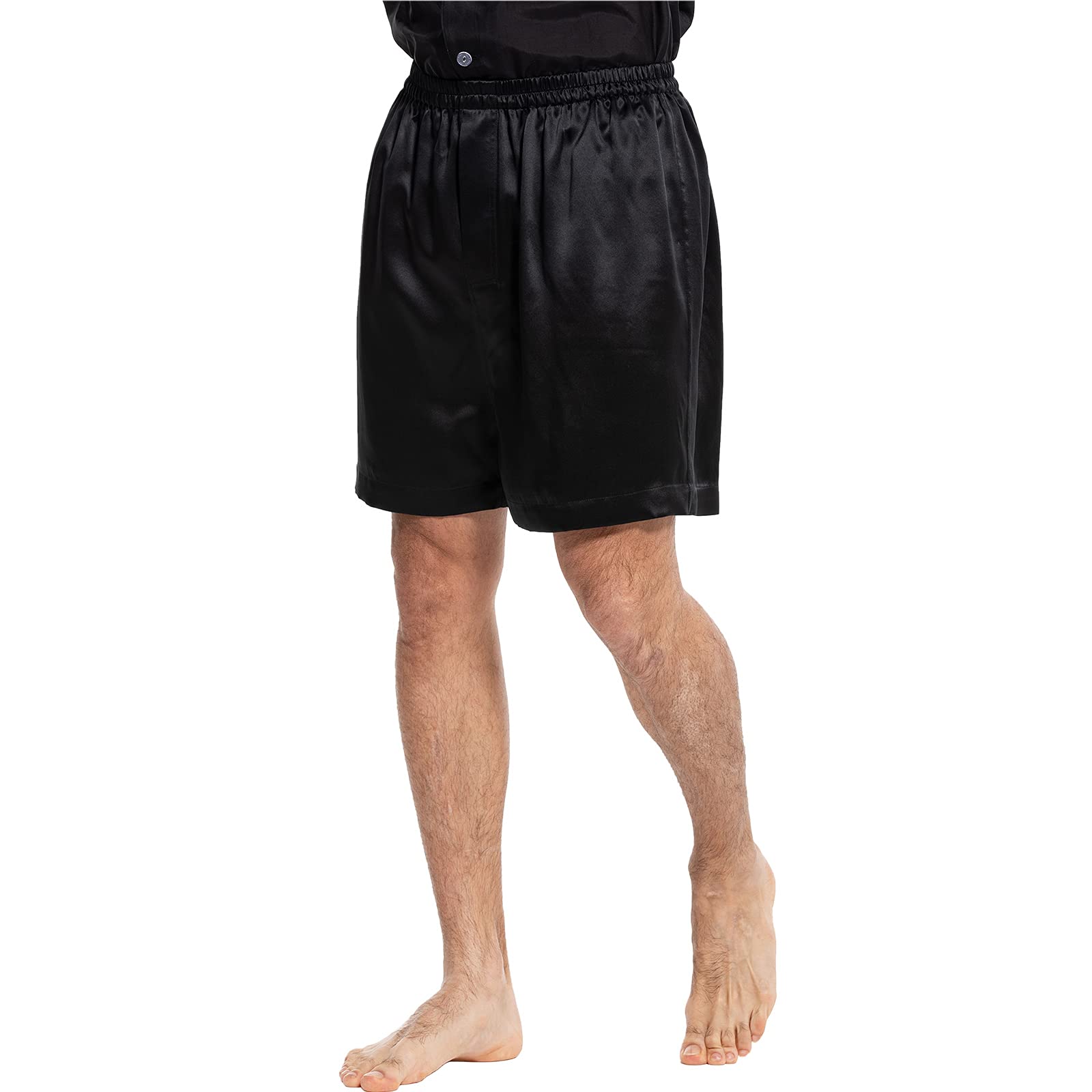 COLD POSH Men's Silk Boxer Shorts - 100% Pure Mulberry Silk, 19mm, Soft & Breathable - Luxury Lightweight Underwear for Sleep, Lounge & Everyday Wear - 2 Pack (Black + Navy, XL) - Perfect for Father, Husband & Son - Ideal for Home, Travel & Relaxation
