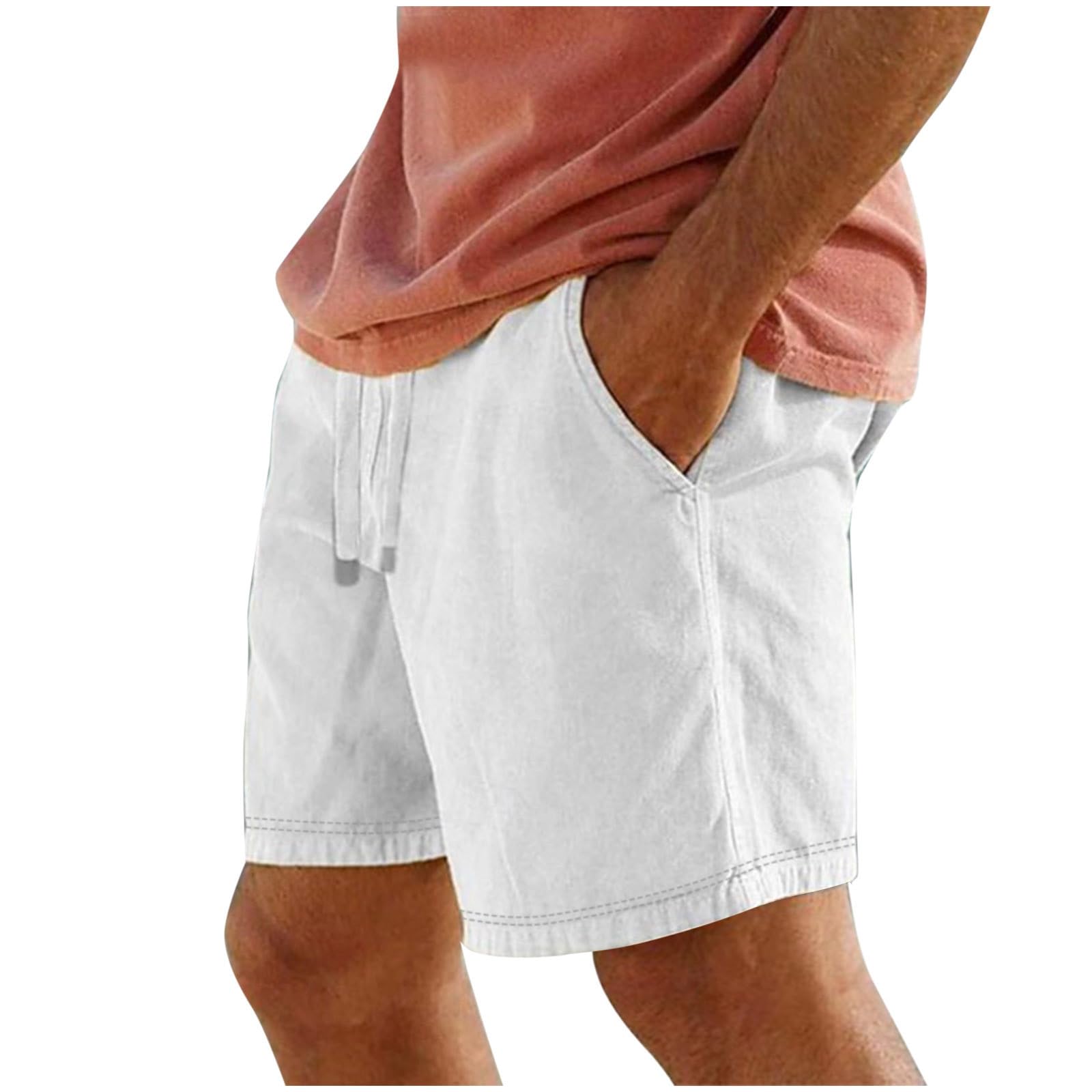 **Men's Casual Linen Shorts - Summer Drawstring Beach Shorts, Cotton Athletic Running Sports Shorts with Pockets | Perfect for Beach, Gym & Outdoor Activities**