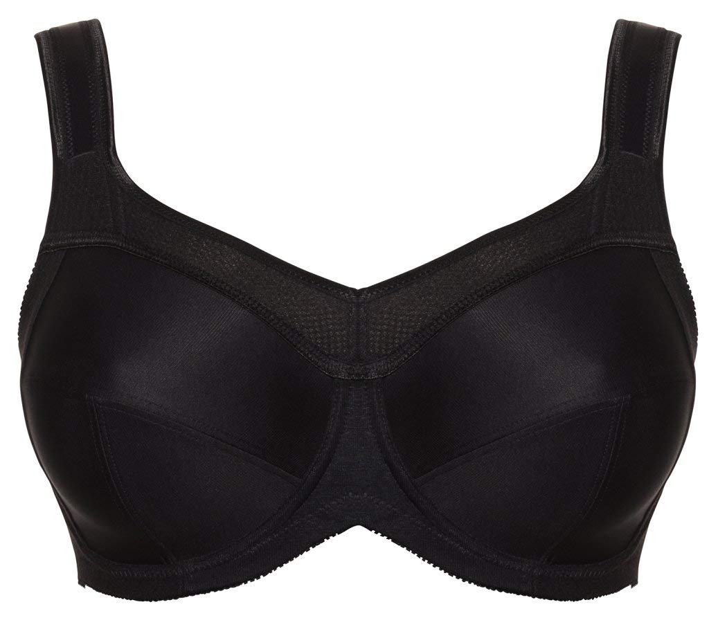 Ulla Kate Women's Non-Wired Plus Size Support Sports Bra 6028 - Black Size 40N | High-Impact Workout & Yoga Comfort