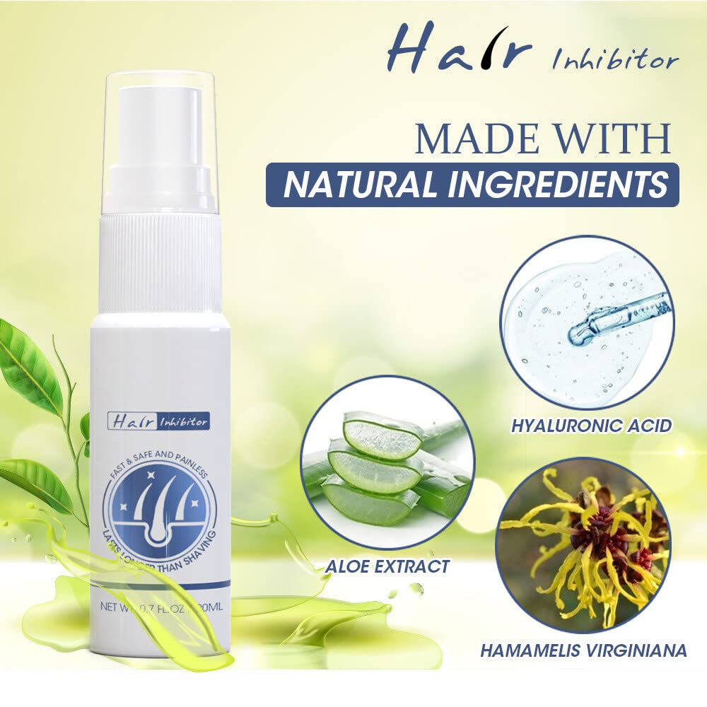 ISAKEN 20ML Permanent Hair Growth Inhibitor Spray - Body & Face Depilatory Cream for Women & Men, Non-Irritating Hair Removal Spray to Reduce & Stop Unwanted Hair Growth - Ideal for Legs, Arms, Bikini Line & Facial Hair Care
