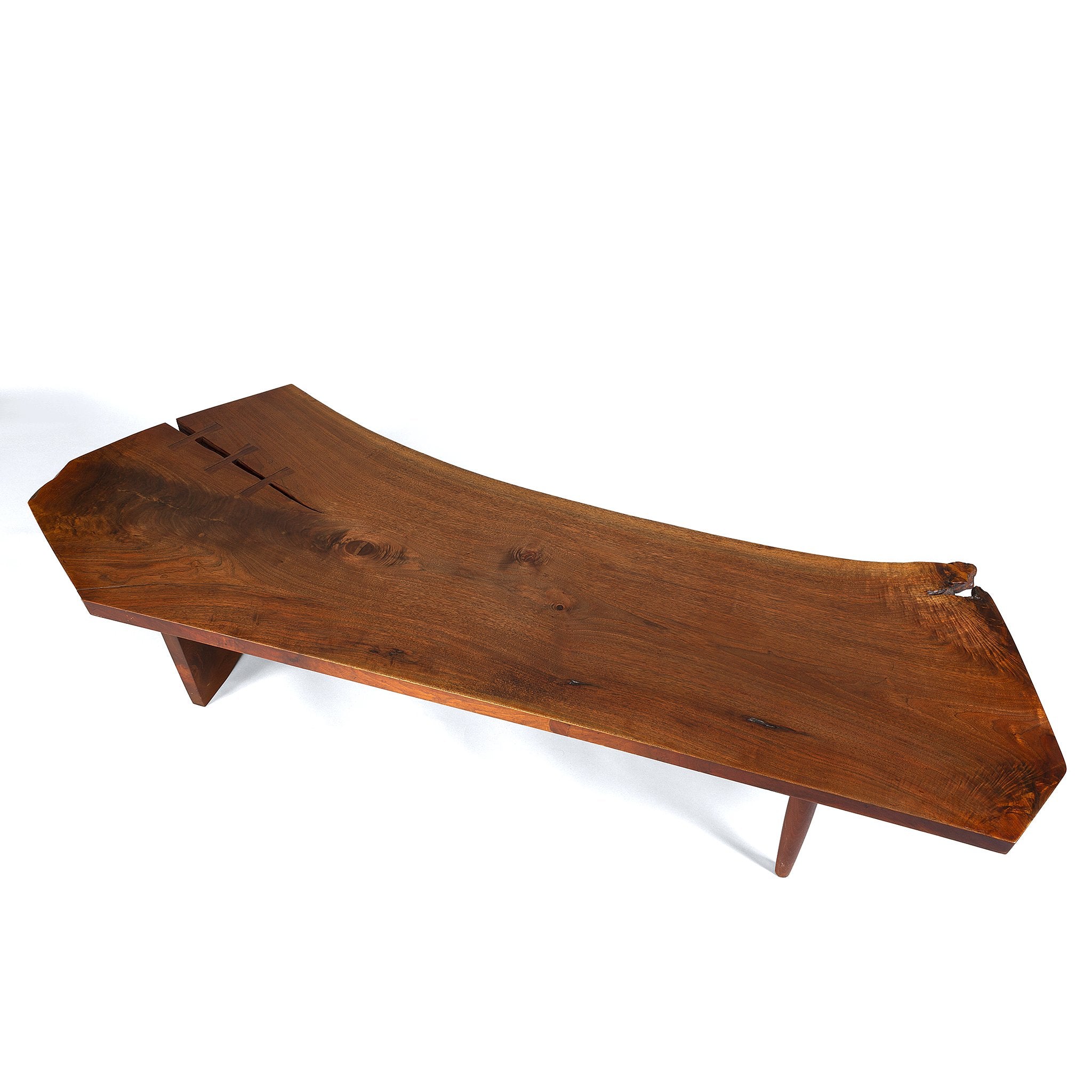 Handcrafted George Nakashima Live Edge Slab Coffee Table - Solid Wood Mid-Century Modern Furniture for Living Room & Lounge Decor