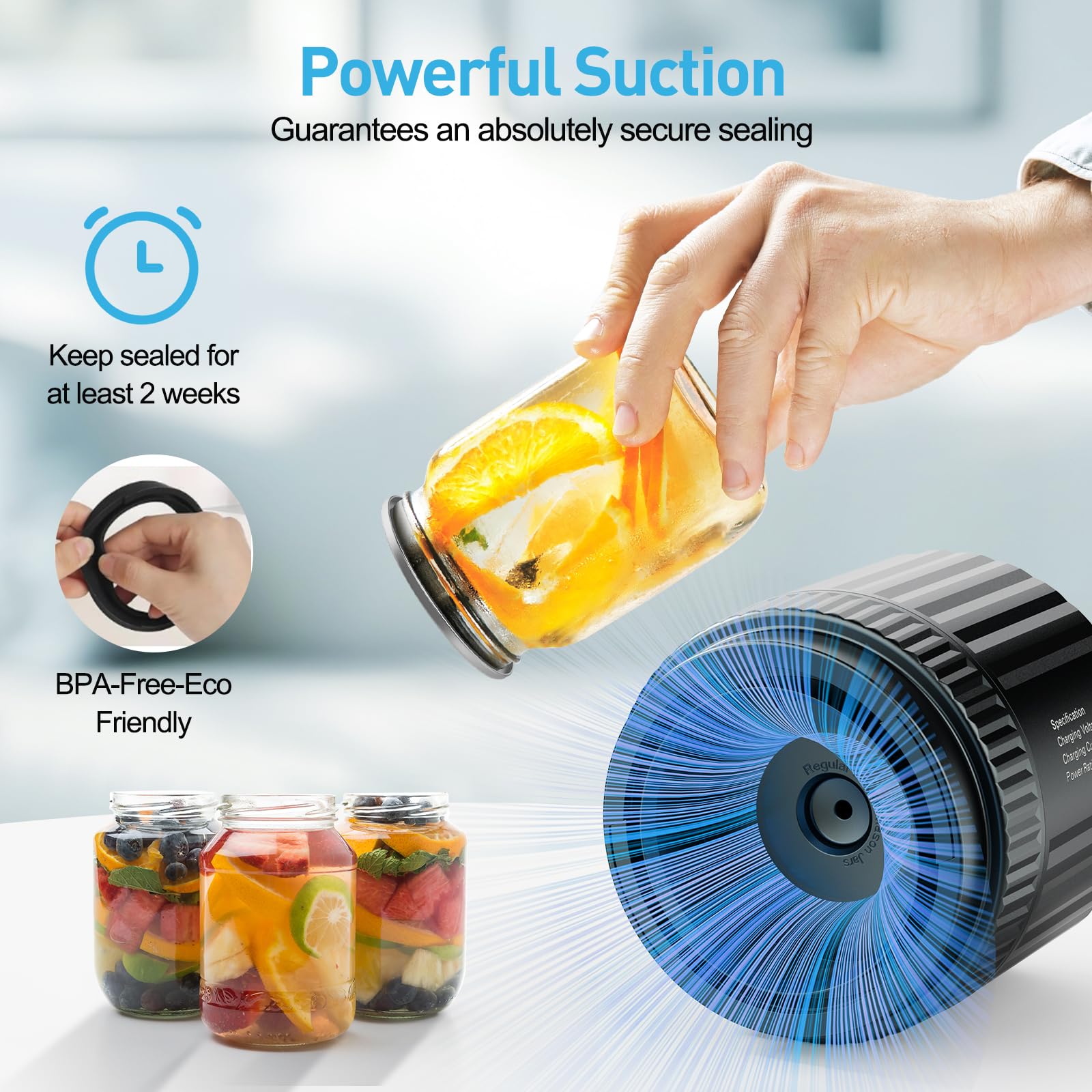 2025 Newest Electric Mason Jar Vacuum Sealer Kit - Automatic One-Touch Operation, Leak-Proof & Anti-Slip Design - Includes 10 Extra Lids, 10 Labels & Bottle Opener - Compatible with Wide/Regular Mouth Jars - Perfect for Food Storage, Meal Prep & Canning at Home