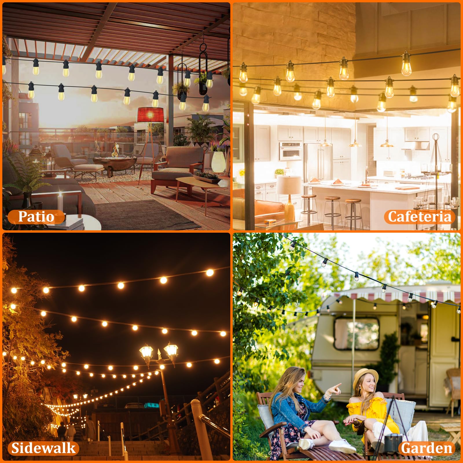 30FT S14 Patio String Lights with 11+1 Clear LED Bulbs | UL Certified Waterproof Outdoor & Indoor Hanging Lights | Commercial Grade Black Wire for Garden, Backyard, Wedding & Restaurant Decor