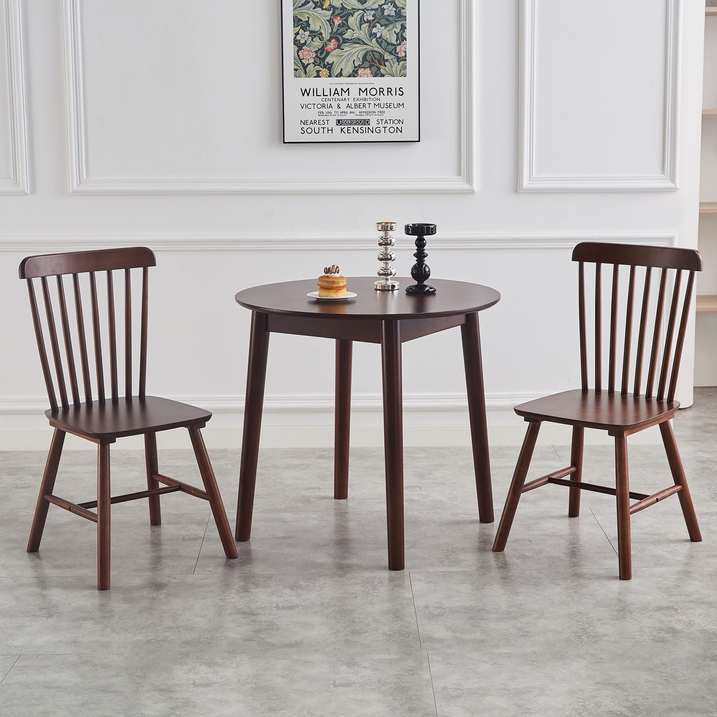 42.01 Inch Round Kitchen Dining Table for 4 - MDF Top with Wood Veneer & Rubberwood Legs - Perfect for Small Spaces, Breakfast Nook, and Cozy Family Meals