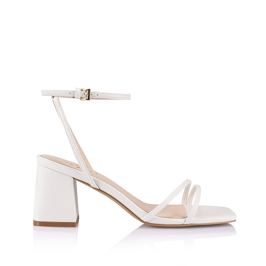 Stevie Block Heel Sandals for Women - Comfortable Chunky Heel Summer Sandals in Chalk White | Perfect for Beach, Wedding & Casual Outfits