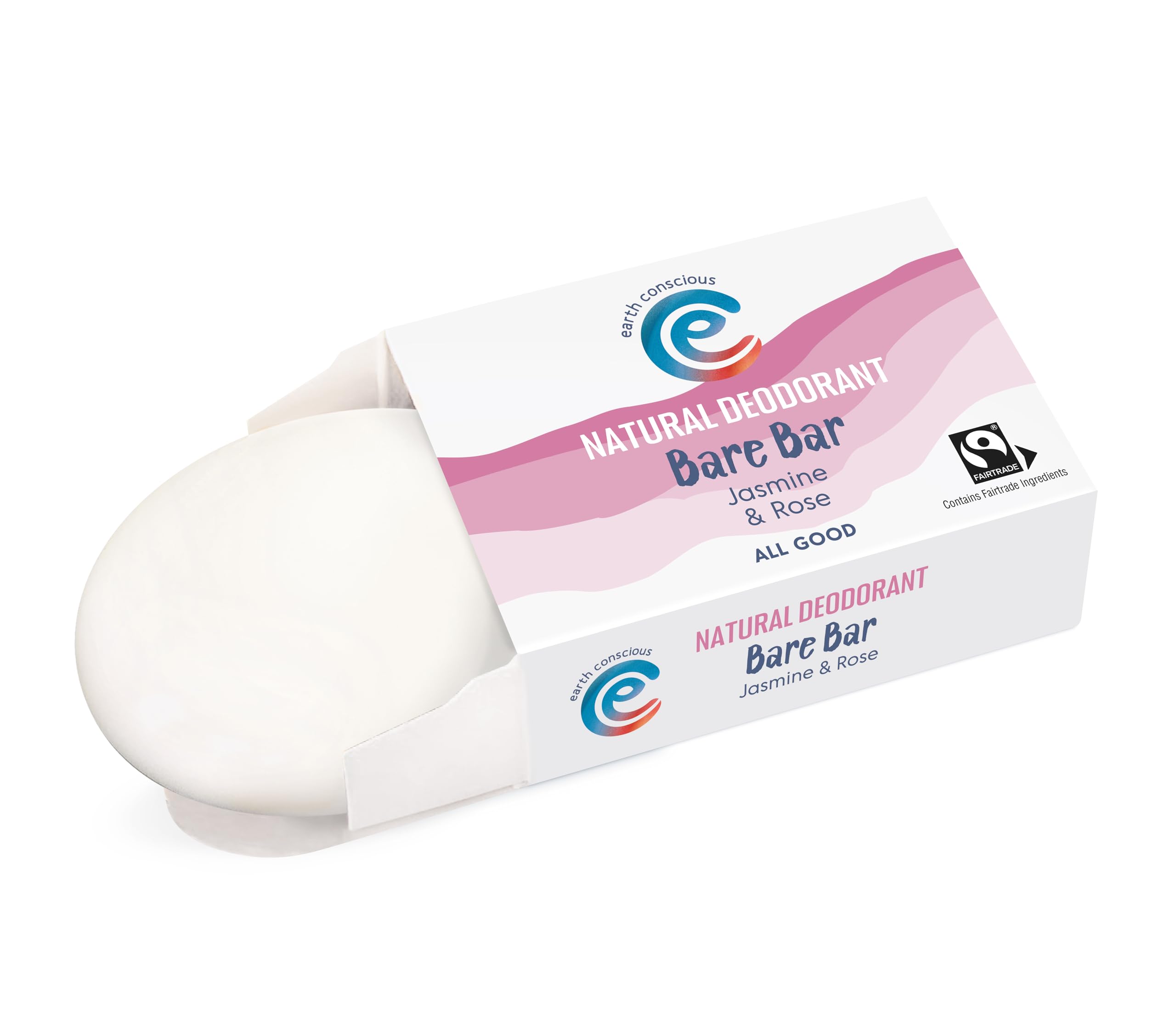 Earth Conscious Bare Bar Natural Deodorant - Jasmine & Rose Scent, Aluminum-Free, Vegan & Cruelty-Free for Sensitive Skin | Daily Freshness for Workouts, Yoga & Outdoor Activities