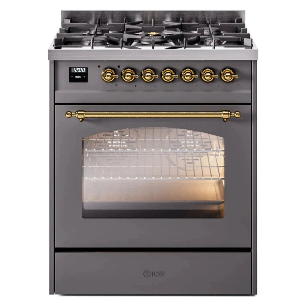 ILVE 30 Nostalgie II Series Freestanding Dual Fuel Range with 5 Sealed Burners - Professional Gas Stove & Electric Oven for Home Kitchen - Perfect for Baking, Roasting, and Family Cooking (Model UP30NMP)