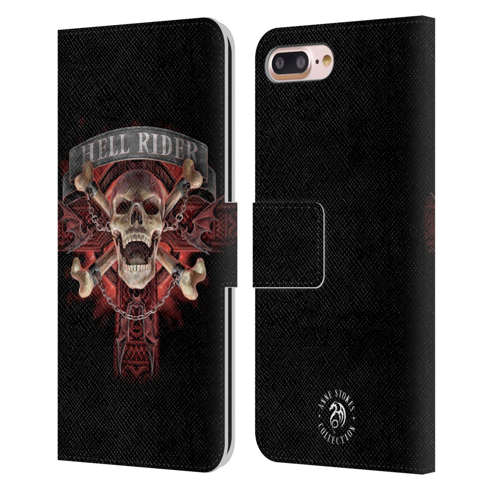 Officially Licensed Anne Stokes Hell Rider Fire Tribal Leather Book Wallet Case for Apple iPhone 7 Plus/8 Plus - Gothic Phone Cover for Protection & Style | Perfect for Halloween, Cosplay & Dark Fashion Enthusiasts
