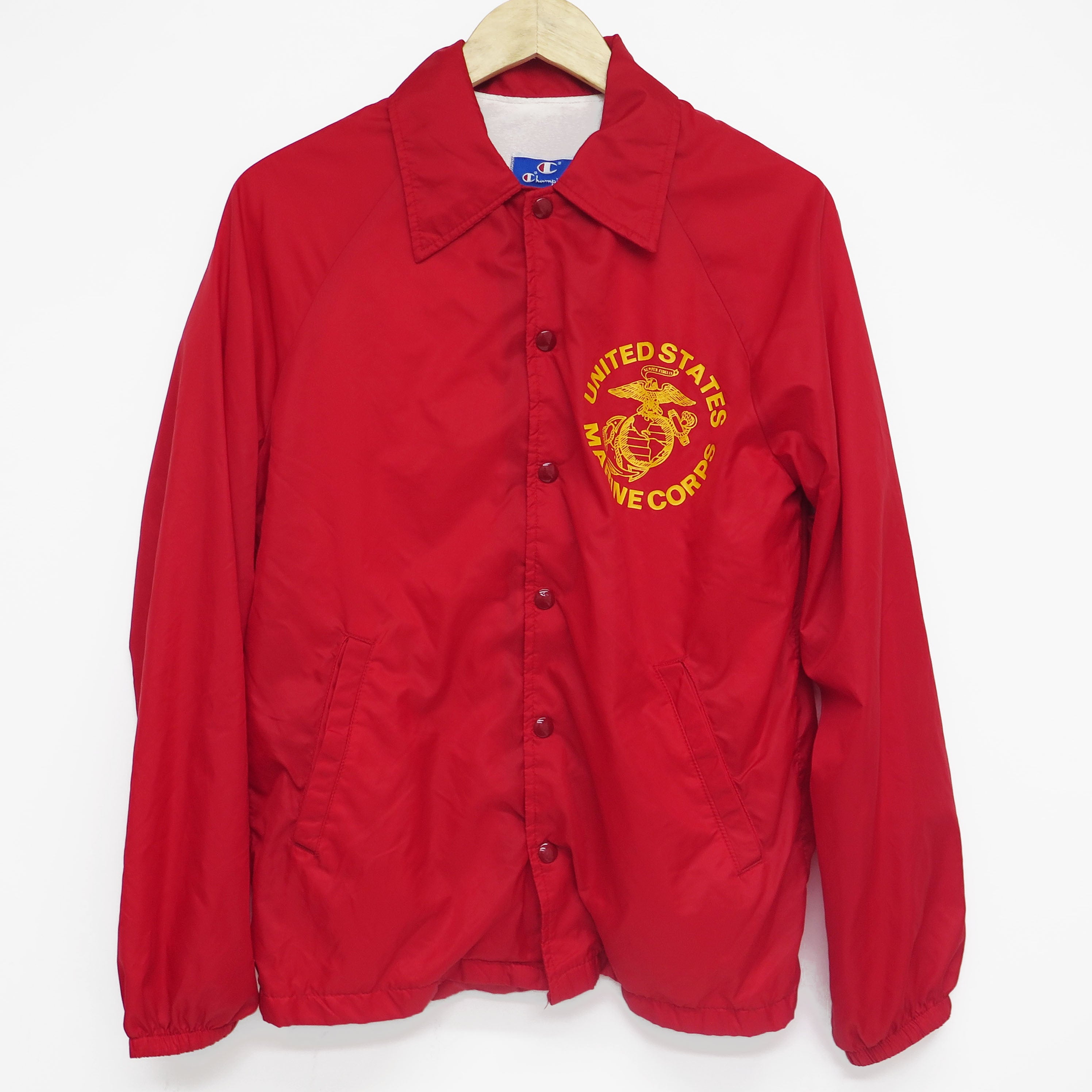Vintage 1980's USMC US Marine Corps Champion Coach Jacket - Small Size, Made in USA - Perfect for Military Enthusiasts & Retro Fashion Collectors