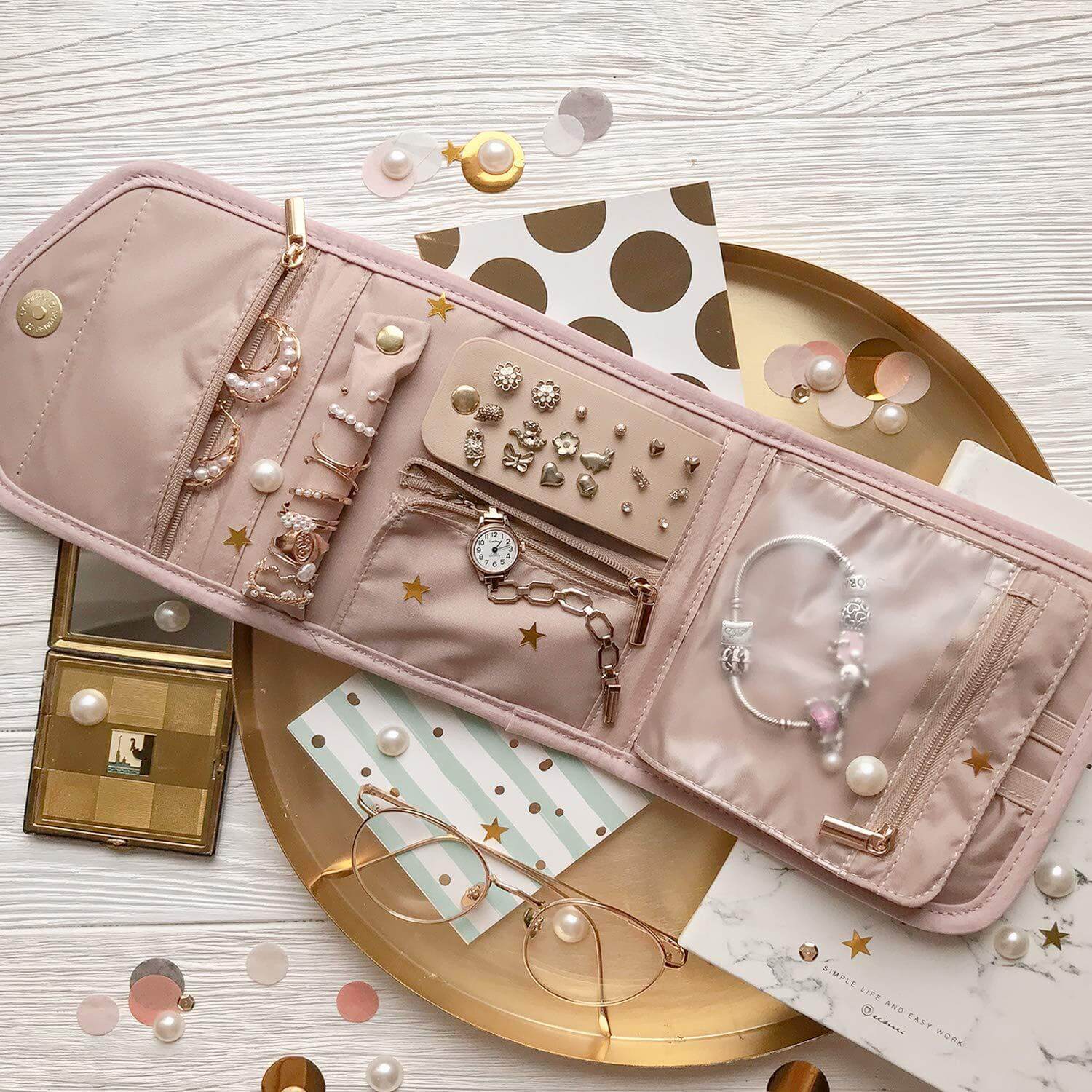 Foldable Makeup Jewelry Storage Clutch Bag for Women | Travel Organizer | APJ317 - Perfect for Travel, Parties & Daily Use