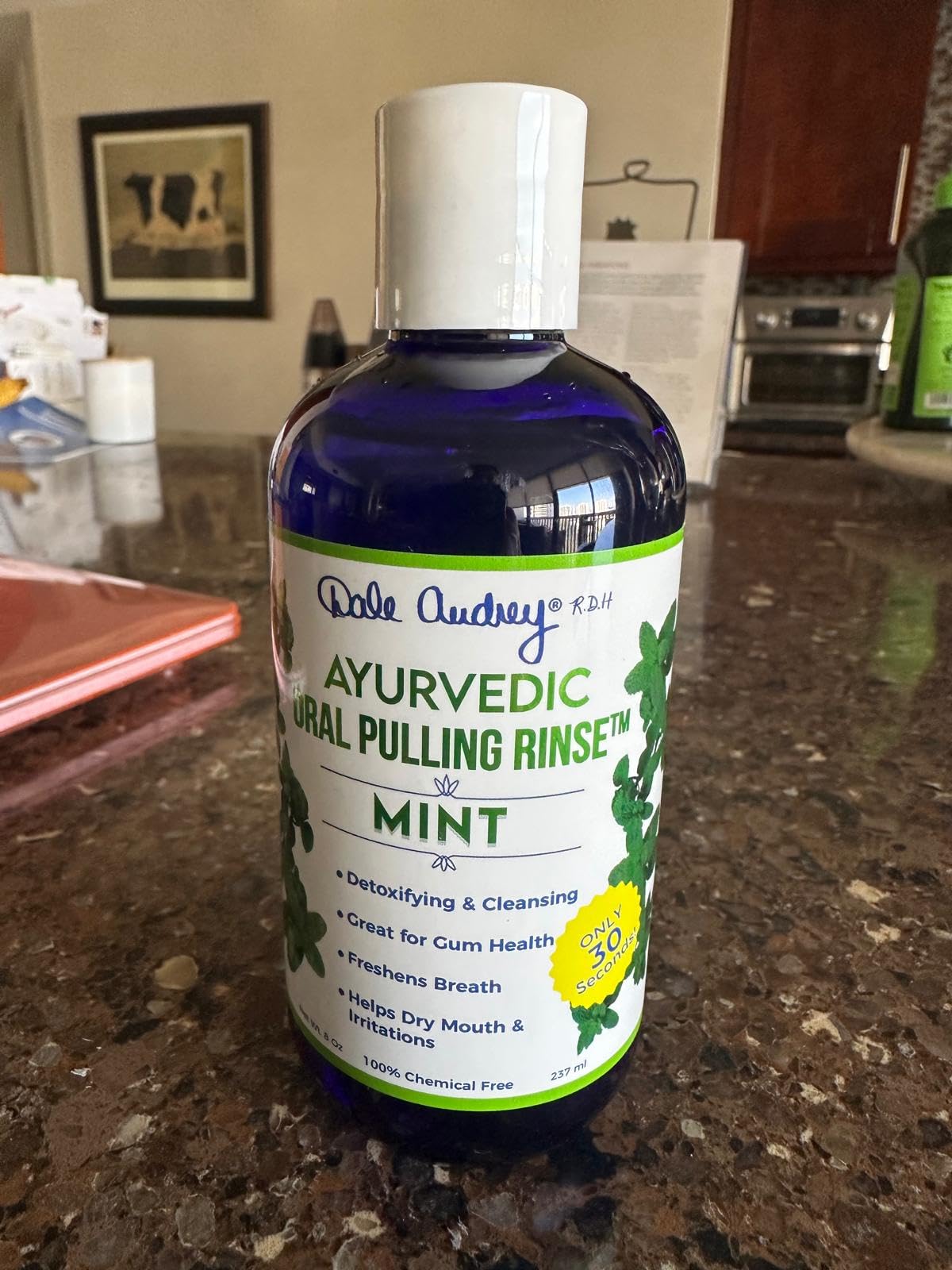 Organic Oil Pulling for Teeth Whitening & Gum Care - Ayurvedic Mouthwash with Refreshing Mint Flavor - Pack of 3 (8 FL Oz Each) - Natural Bad Breath Solution & Oral Rinse - Perfect for Morning Routine & Dental Hygiene