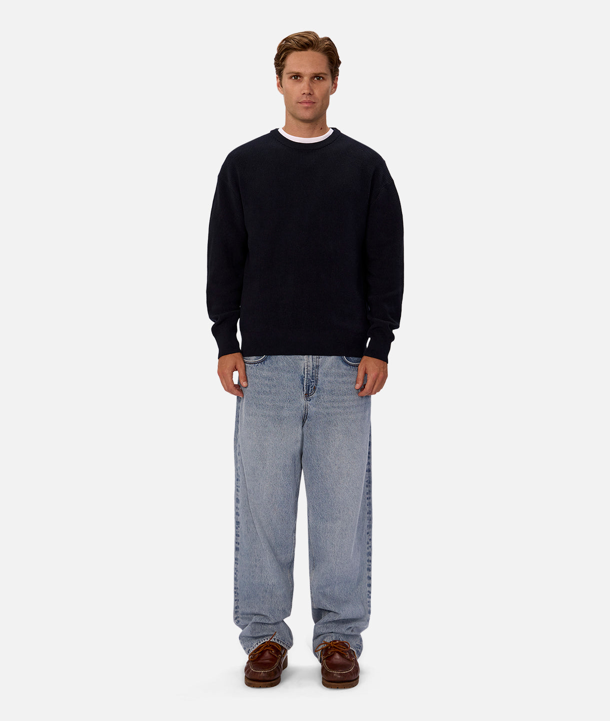 The New England Crew Knit Sweater in True Navy - Cozy & Stylish for Fall & Winter Outfits