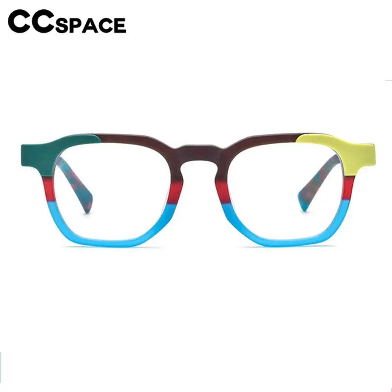 CCspace Unisex Full Rim Square Acetate Eyeglasses 56973 - Stylish & Durable Frame for Men & Women - Perfect for Work, Reading & Fashion Accessories