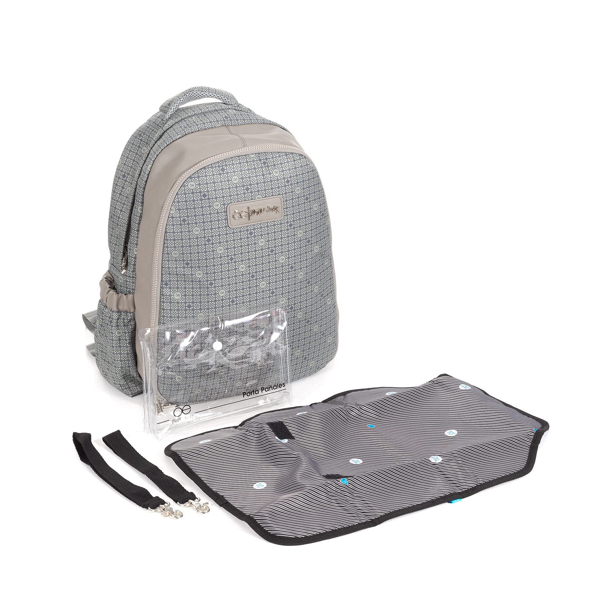 Cloe Mom & Baby Monogram Diaper Backpack - Stylish Gray Diaper Bag for Travel, Daycare & On-the-Go Parents | Large Capacity, Insulated Pockets & Durable Design