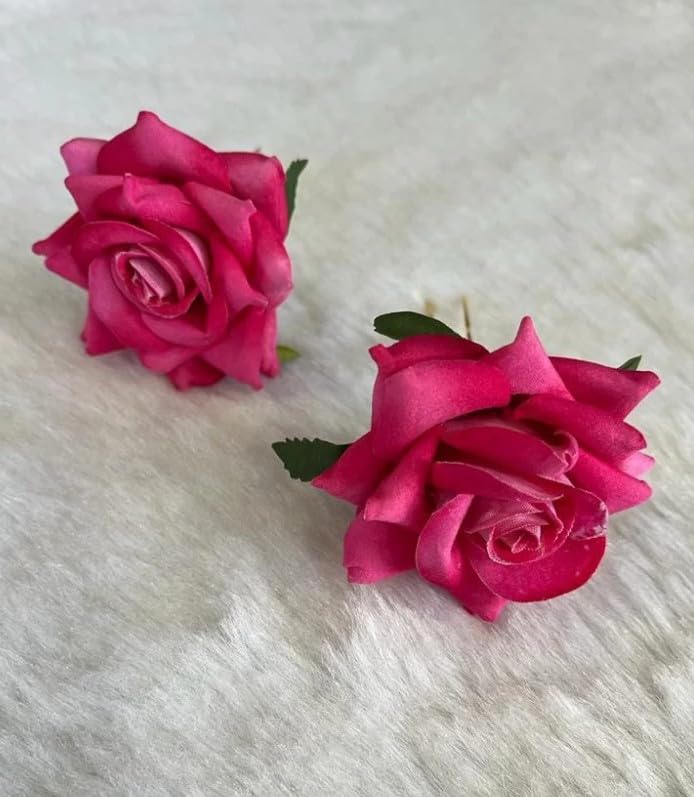 Pink and White Rose Hair Clips Set of 2 - Elegant Floral Hair Accessories for Women & Girls - Perfect for Weddings, Parties & Everyday Style