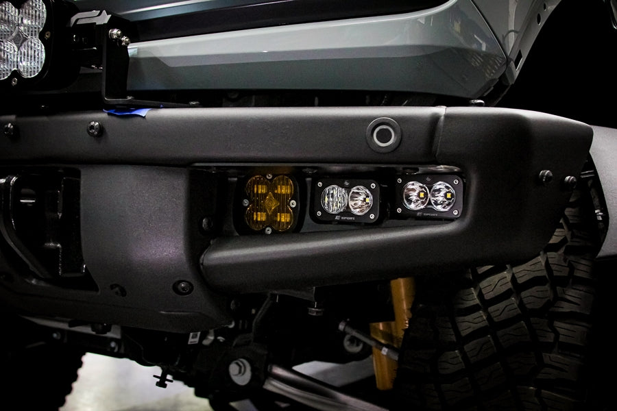 2021+ Ford Bronco Baja Designs Sportsmen Series Fog Pocket Kit with Upfitter - Off-Road Lighting for Adventure & Night Driving