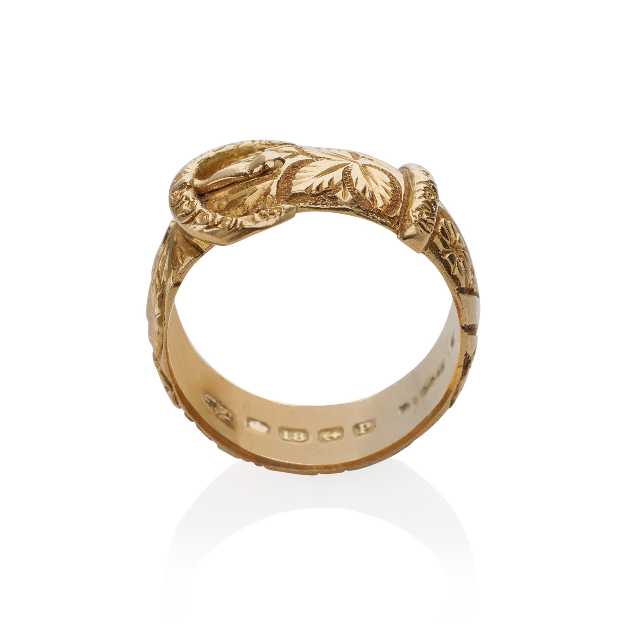 Antique English 18K Gold Buckle Ring - Vintage Jewelry for Women, Elegant Statement Piece for Weddings, Parties & Special Occasions