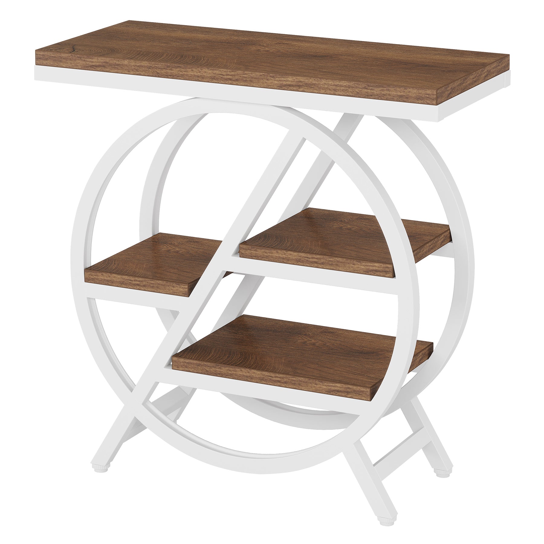 4 Tier End Table with Storage Shelves - Compact Side Table for Living Room, Bedroom, or Office - Perfect for Snacks, Books, and Decor Organization