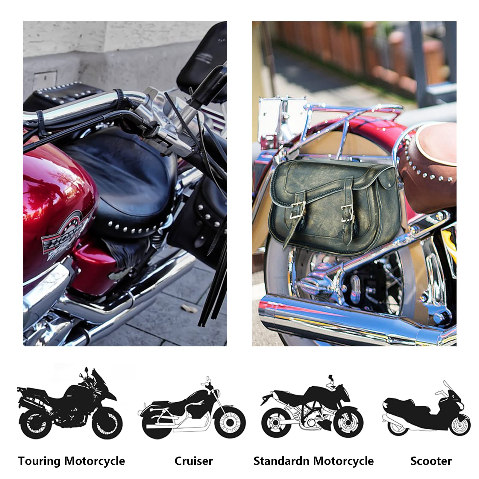 Genuine Leather Motorcycle Saddle Bags for Harley Softails, Sportsters & Choppers - Distressed Brown 13