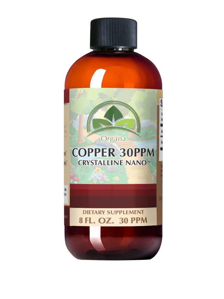 Organa Pure Crystalline Liquid Copper Supplement - 30 PPM - High Absorption Copper Drops for Immune Support & Energy Boost | Bioavailable Ionic Copper for Hair Growth & Skin Health | Easy-to-Use Liquid Mineral Supplement for Daily Wellness