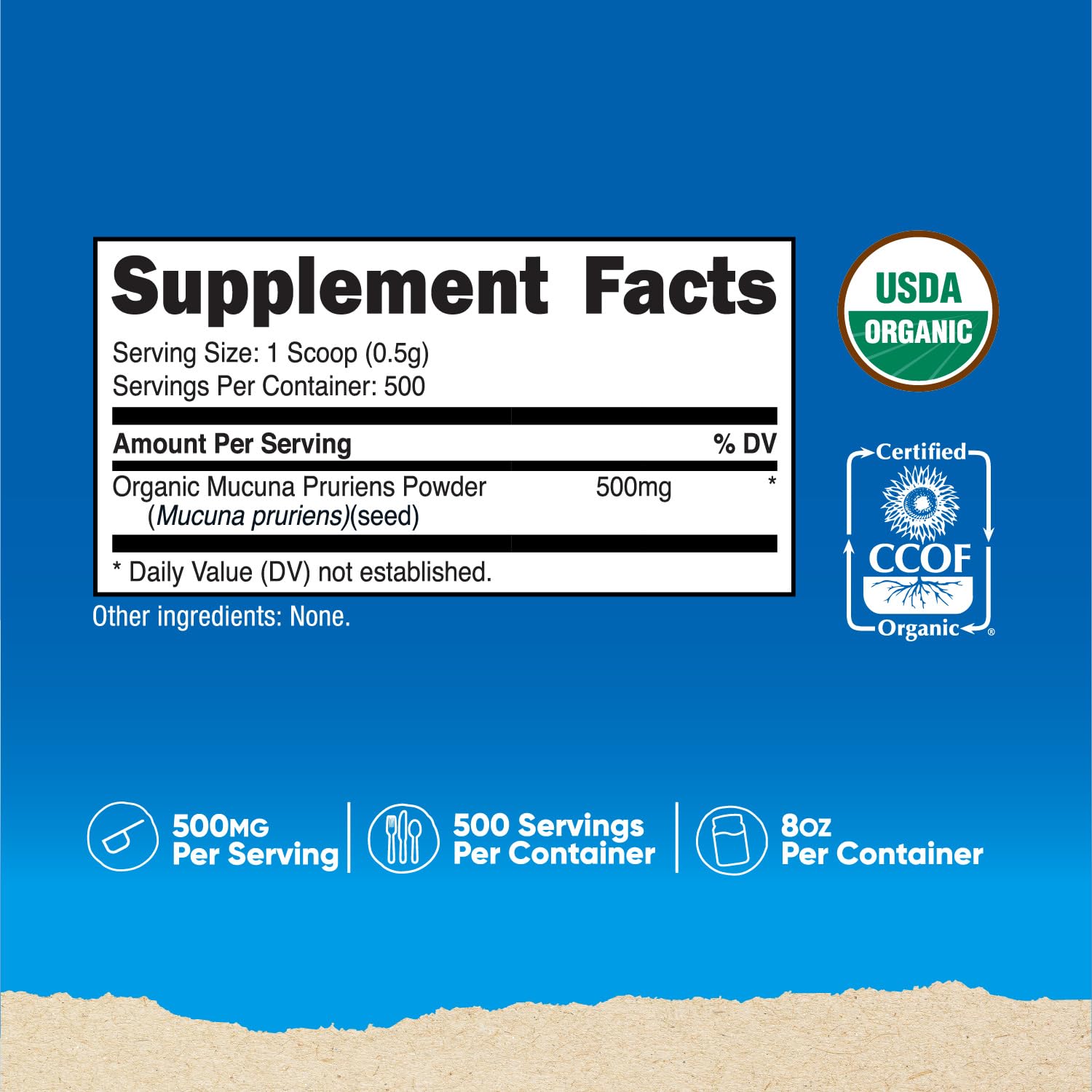 Nutricost Organic Mucuna Pruriens Powder 250g - Gluten Free, Non-GMO, Vegetarian Supplement for Natural Energy & Mood Support - Perfect for Smoothies, Teas & Wellness Routines